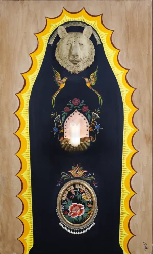 Grizzly Madonna, Rowena J Draper, mixed media artwork